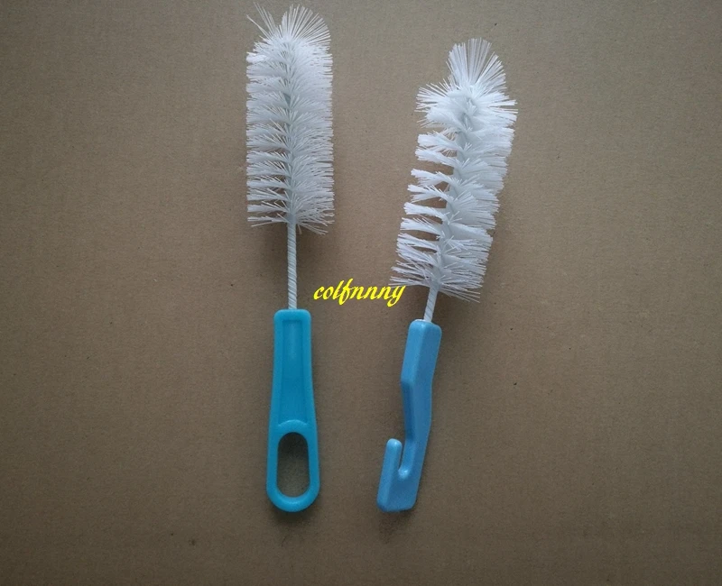

3000pcs/lot 140*75*30mm & 150*65*30mm White Nylon Cleaning Brush Feeding Bottle Spout Tube Glass Cup Brushes with handle B60502