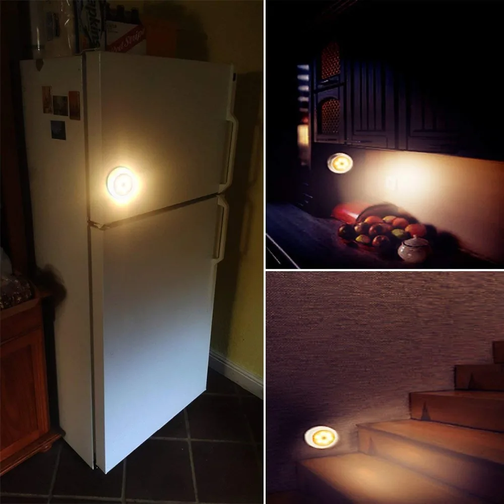 6LED Beads Sensor Night Light PIR Infrared Motion LED Bulb Auto On and Off Closet Battery Power For Home Wall Lamp Cabinet Stair