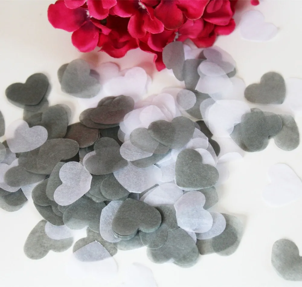 50g Tissue Paper Guests Circle Heart Confetti Grey White Romantic Wedding table decoration Biodegradable Tissue Paper