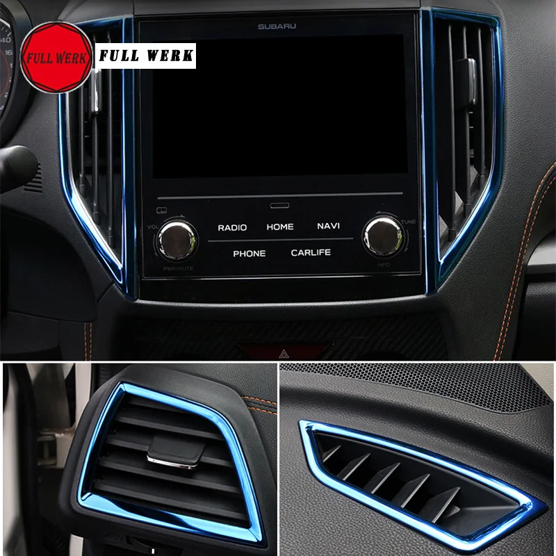 SS Car Styling Air Vent Outlet Trim Cover fit for Subaru XV 18 19 20 21 22 AC Decoration Frame Sticker Strip Accessory