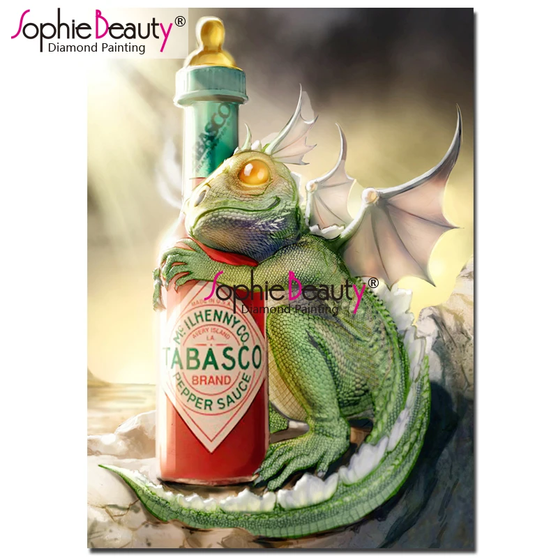 Sophie Beauty Diamond Painting little dragon Needlework Cross Stitch rhinestones Mosaic Rhinestones Pepper sauce Wall art C688