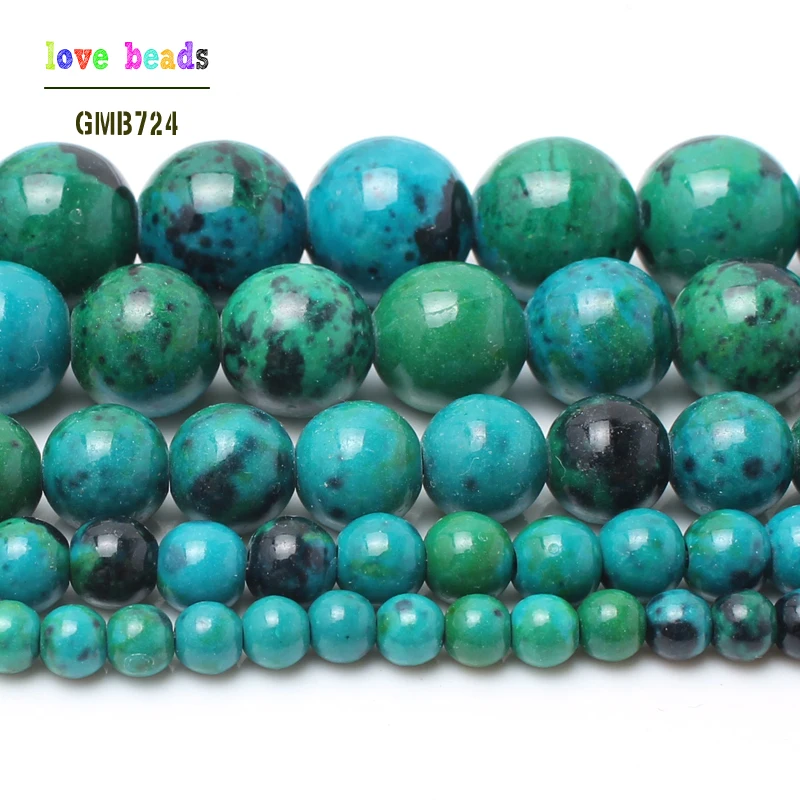 wholesale Chrysocolla stone Round Loose Spacer Beads For Jewelry Making 15.5inches  4.6.8.10.12. 14mm Pick Size-F00089