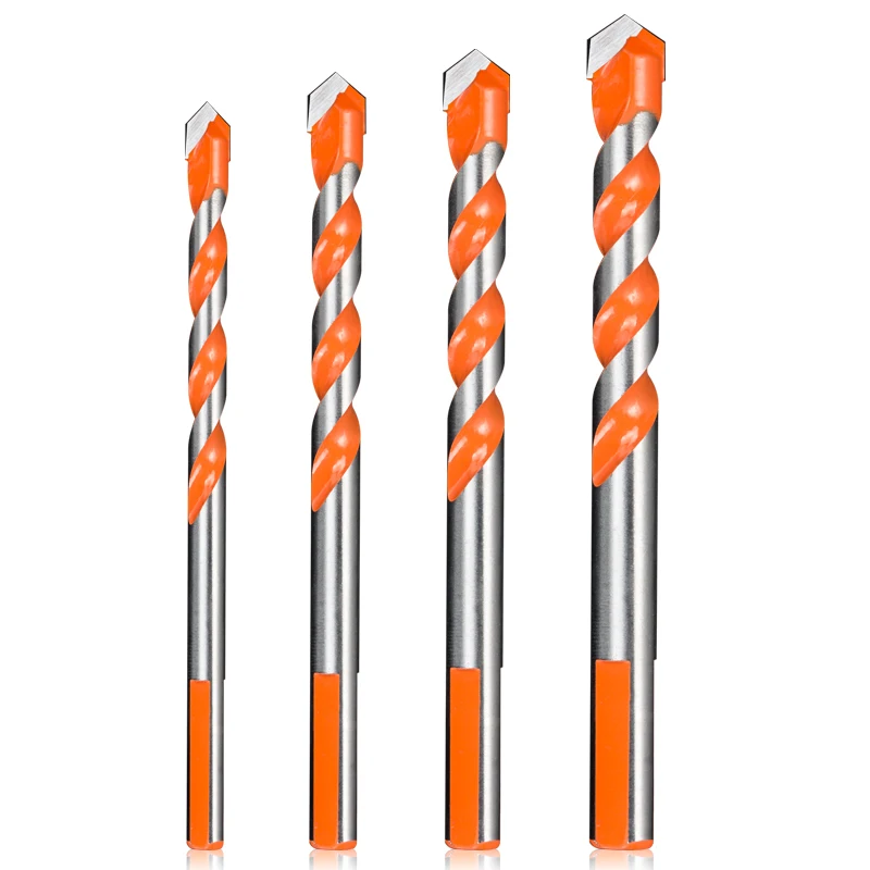 6mm/8mm/10mm/12mm Triangle Handle Ceramic Glass Hole Drill ,Masonry Drill Bits Set for Glass, Brick, Tile, Concrete, Plastic