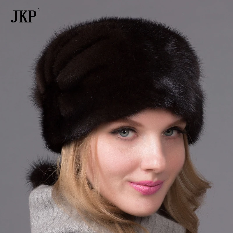 Winter Explosion Models Simple Whole Mink Fur Hat Knitted Hat Elegant European and American Fashion Ladies Ear Cap DHY-46