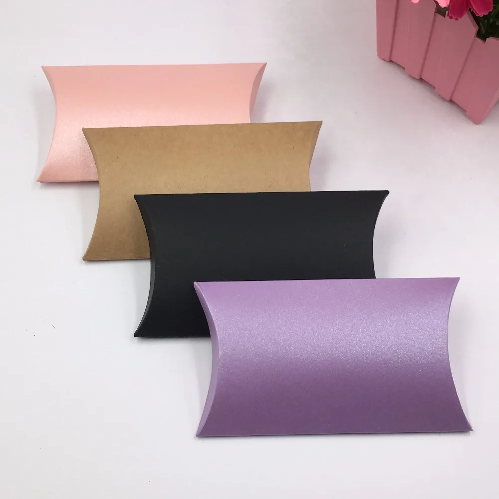 50pcs 12.5x7.5x2cm Kraft Gift Boxes Paper Pillow Box, DIY Packaging Box For Candy\Cake\Jewelry\Gift\chocolate\Party boxes