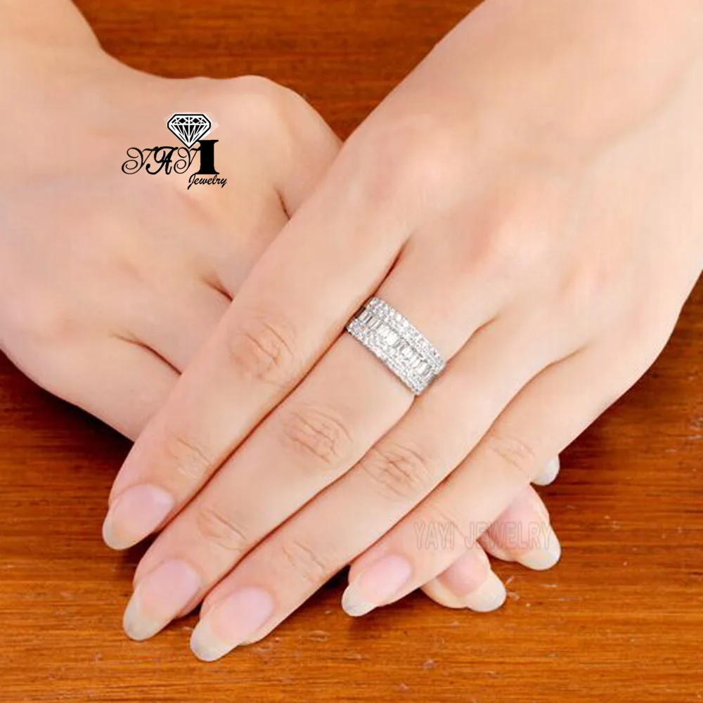 YaYI Fine Jewelry Bohemia Natural White Moissanite Gemstones Zircon Silver Color Engagement Wedding Precious Rings