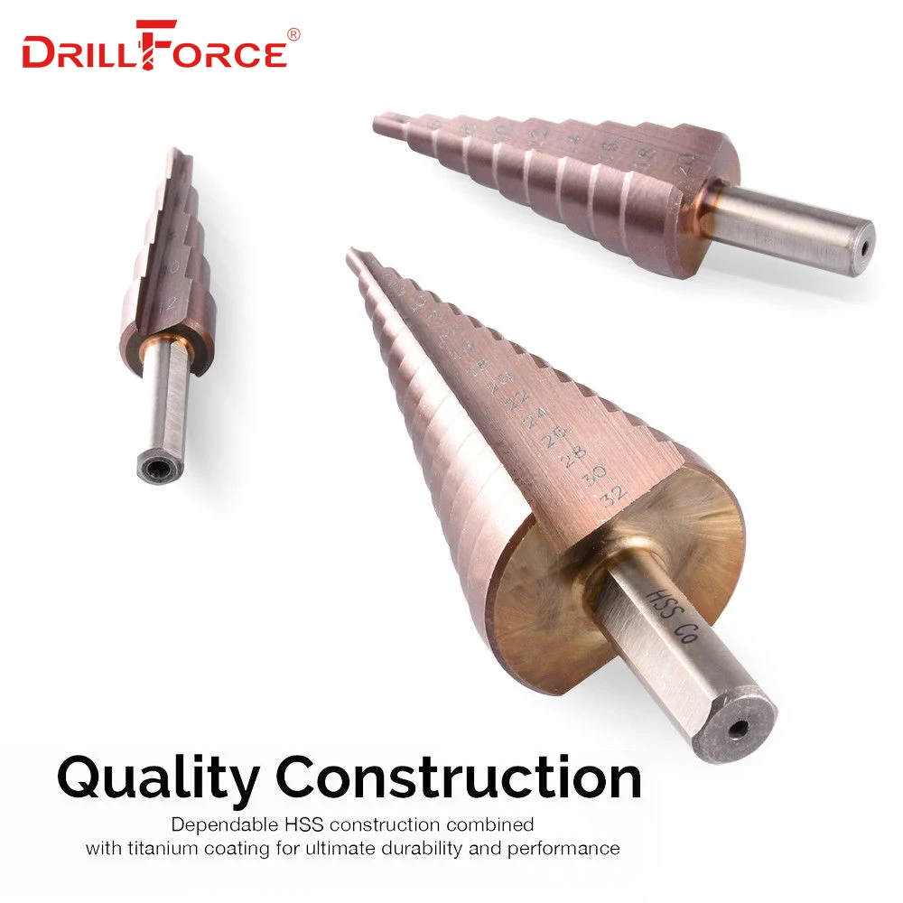 Metal Drill 4-12/20/32mm Step Drill Bit HSSCO High Speed Steel Cone Cobalt Drill Bits Tool Set Hole Cutter For Stainless Steel