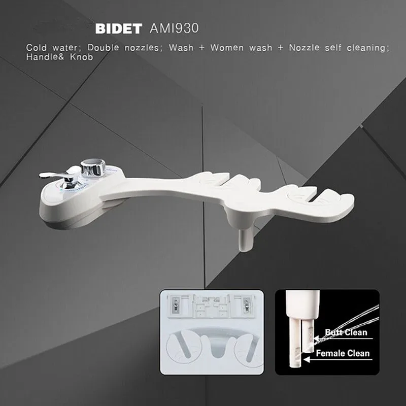 single cold water dual nozzle spary bidet,Non-Electric toilet seat shower bidet,women Buttocks anal clean nozzle bidet,J17606