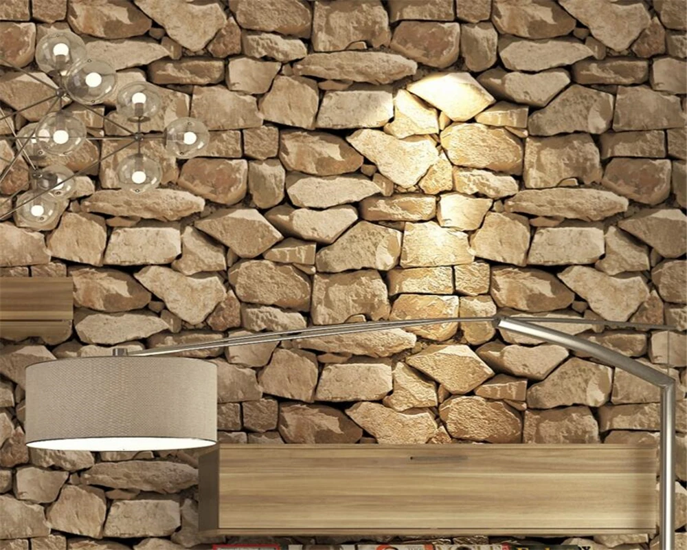 Vintage 3d Brick Wallpaper Rock Wallpaper Fake Striped Restaurant Living Room Background walls 3d Wallpaper Roll mural