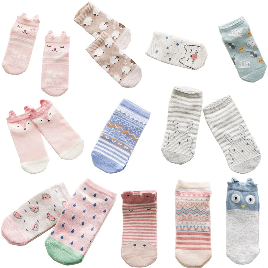 

2 Pairs Kids Socks Cotton Lot Cartoon Character Socks for Children Patterned Socks Animal Cat,Panda,Fox Baby Boys Girls Cute