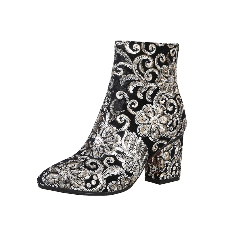 MORAZORA High quality Embroider women boots thick high heels autumn winter boots fashion footwear ladies shoes ankle boots