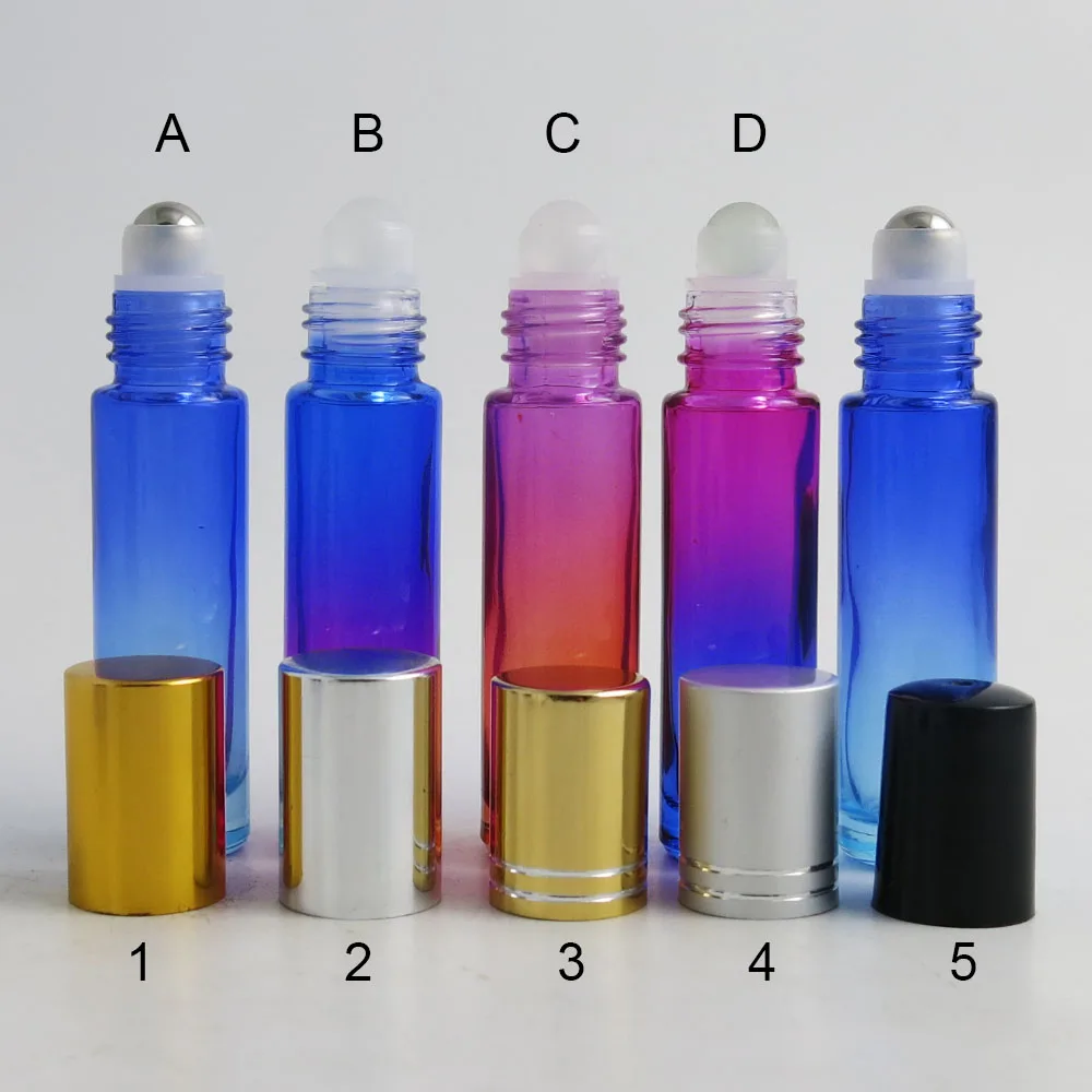 360 x 10ml Mi  Colors Small Portable Glass Roll On Bottles with Stainless Steel / Glass Ball Roller Glass Essential Oil Vials