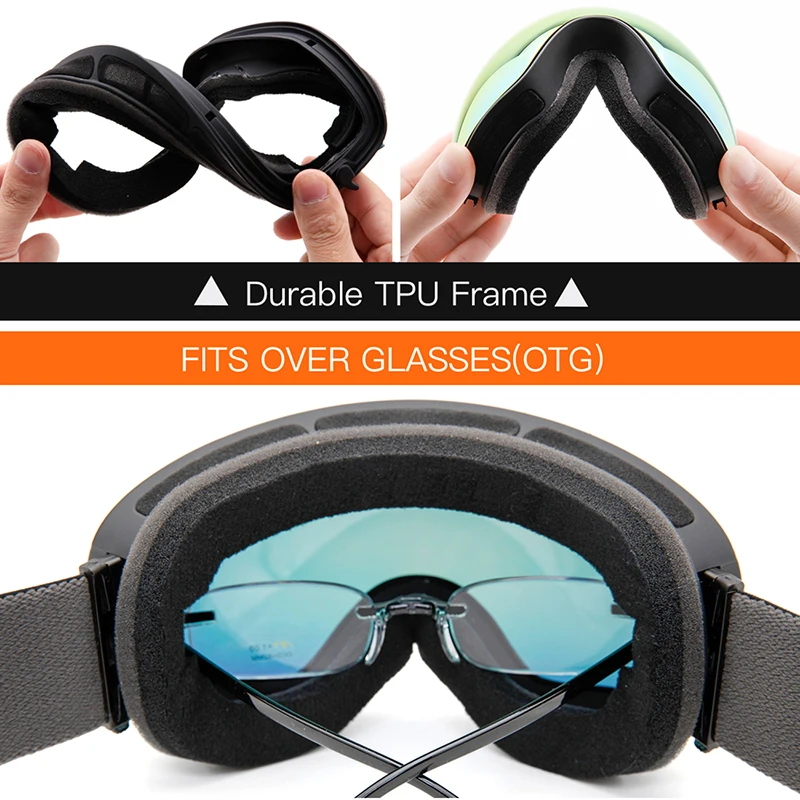 Occhiali da sci snowboard strato singolo antiappannamento UV400 grandi occhiali sferici uomo donna sci motoslitta maschera occhiali da neve