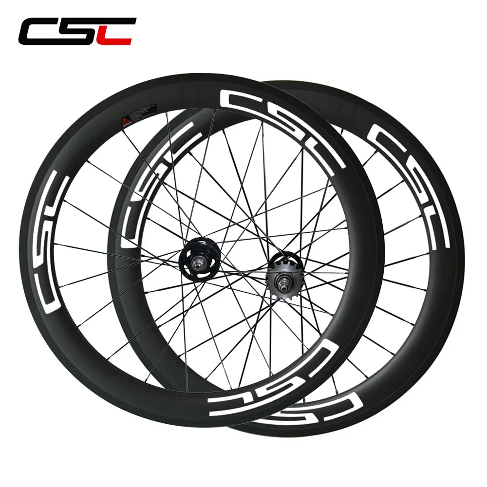 CSC U Shape  25mm Width 60mm Tubular carbon Track bike wheels Novatec hub CN 424 or pillar1420 spokes