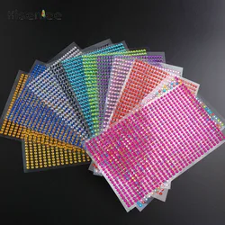 Pegatina de pared de 3mm para coche, acrílico, Boutique, Circular, Flatback, 12 colores, brillantes, diamantes de imitación de cristal, 750 unidades por hoja