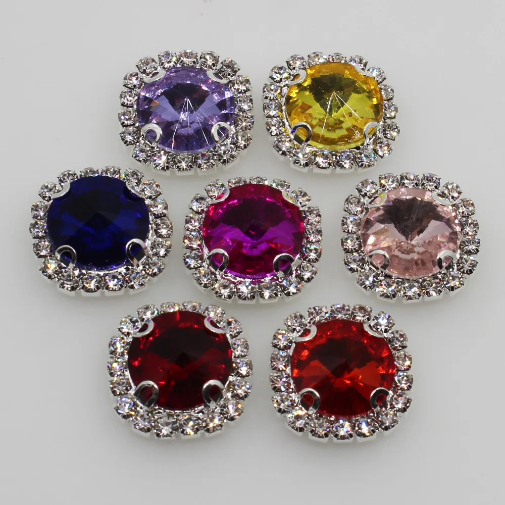 New 10 Pcs 4Holes 19mm Silver Round Metal Rhinestone Button DIY For Wedding Crafts Decoration Sewing Clothing Scrapbooking,