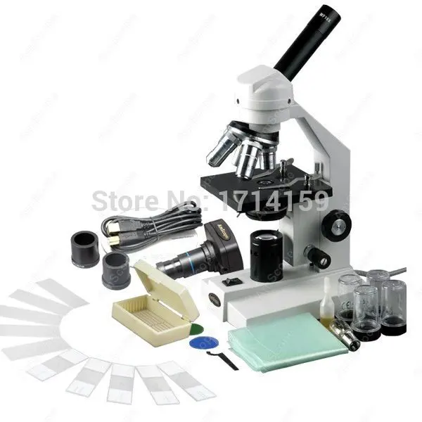 AmScope 40X-2500X Advanced Compound Microscope with USB Digital Camera & 10pc Slide Kit