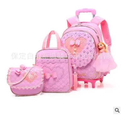 School Trolley Bag wheels Children luggage Rolling Bags wheeled  Backpacks bag for Girls Travel Trolley backpack bags for kids