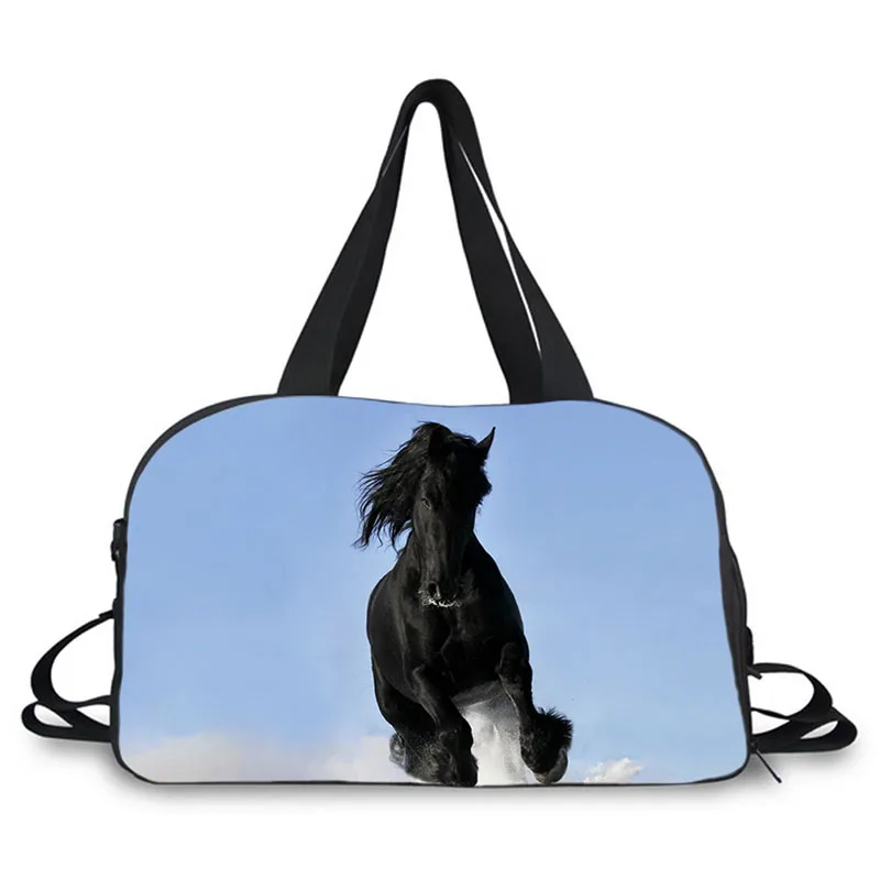 Animal horse design prints travel bag large weekend gym bag carrying sport bag with shoes compartment for men short time travel