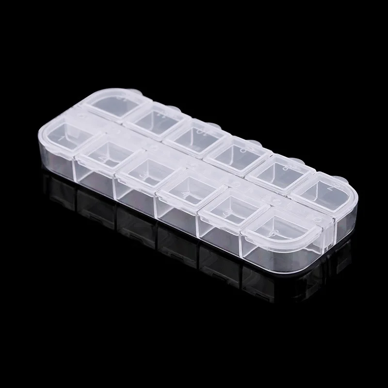 12 Detachable Clear Plastic Rhinestone Nail Art Tools Jewelry Display Storage Box Case Organizer Holder Beads