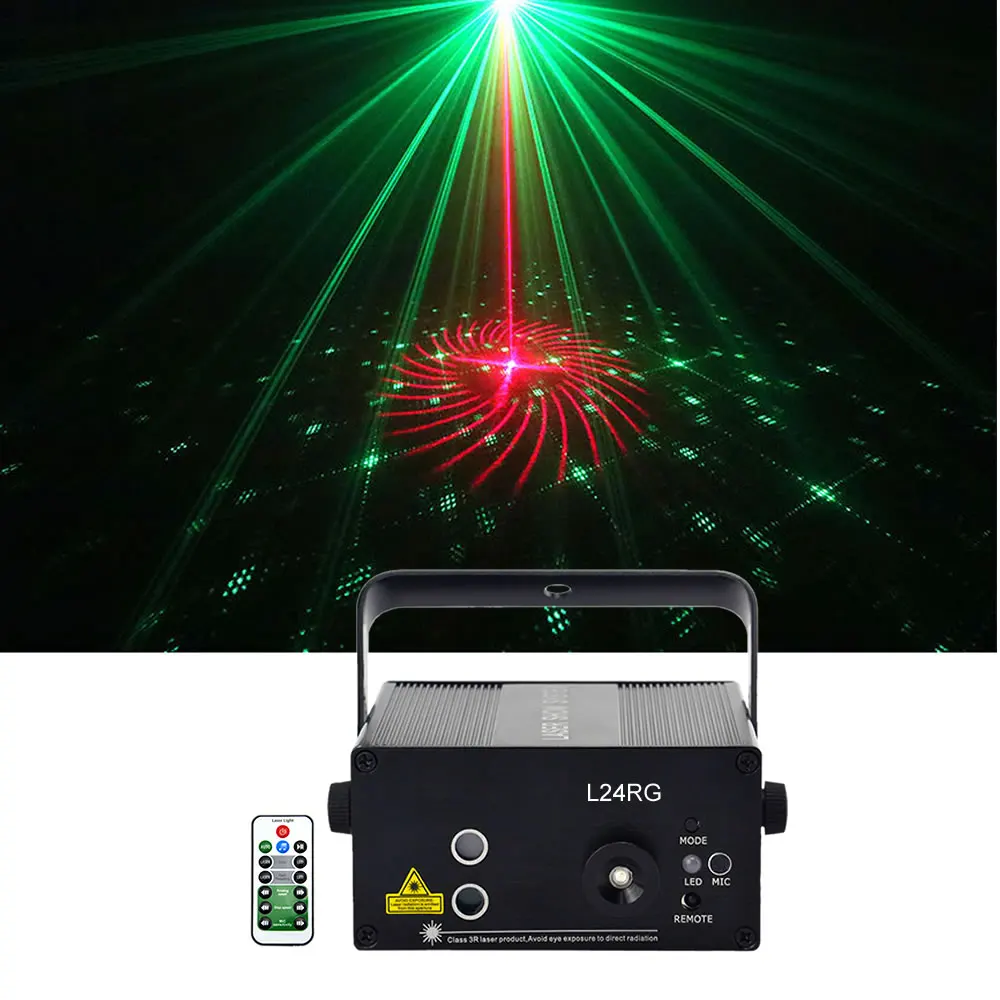 

Sharelife 24 Red Green Gobos With Blue LED DJ Laser Light Remote Control Speed Home Gig Party Show Mini Stage Lighting L24RG