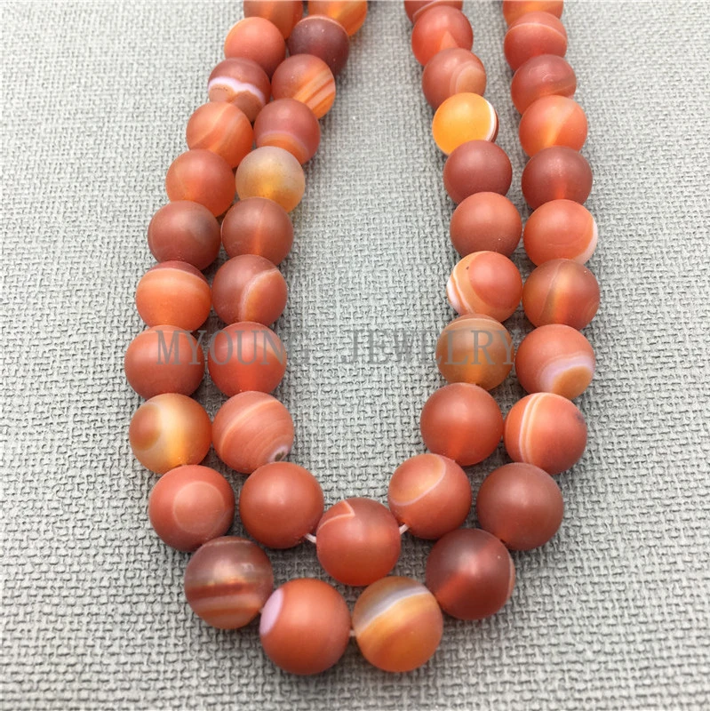 Frosted Orange Striped Lace Agates Beads,Natural Stone Round Beads 6mm/8mm/10mm/12mm Drilled Beads MY0599