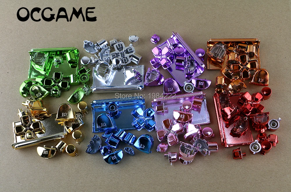 

OCGAME 30sets/lot Full Buttons Mod Set Chrome For Playstation 4 PS4 Controller Joystick Video Game 8 colors