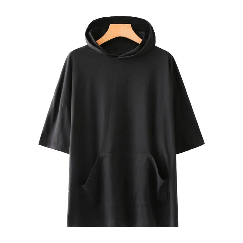 Camiseta holgada de manga corta para mujer, Top con capucha de color liso, talla grande, busto 144cm, 5XL, 6XL, 7XL, 8XL, 9XL, 5 colores