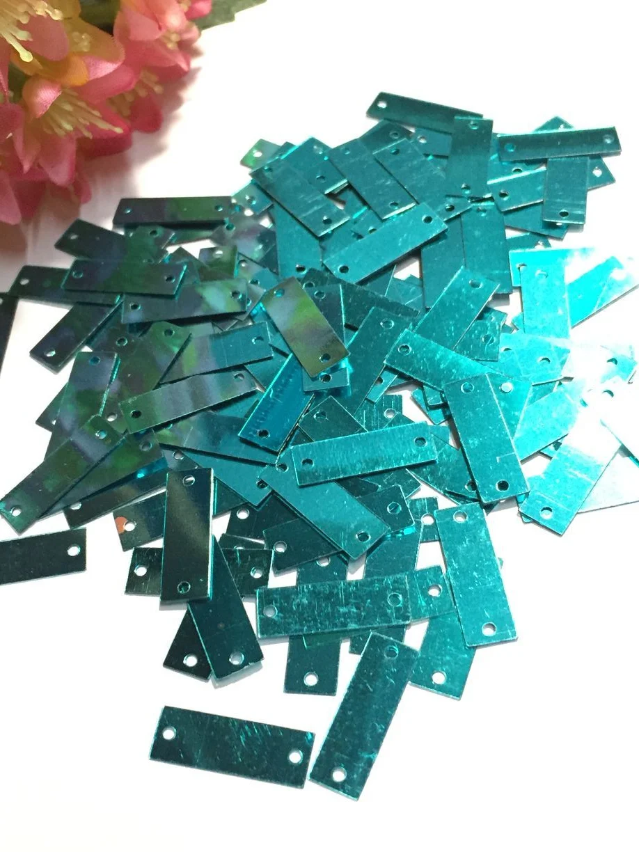 35g 6*19mm Rectangle Sequins Flat Paillettes 2 Holes Shoes Bags Garment Accessory Wedding Crafts DIY Scrapbooks Light Blue