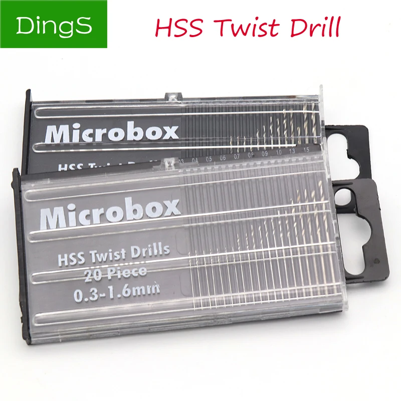 20pcs HSS Mini Micro Twist Drill Bit Set Diameter 0.3-1.6mm Model Craft With Case Repair Tools Tiny Parts