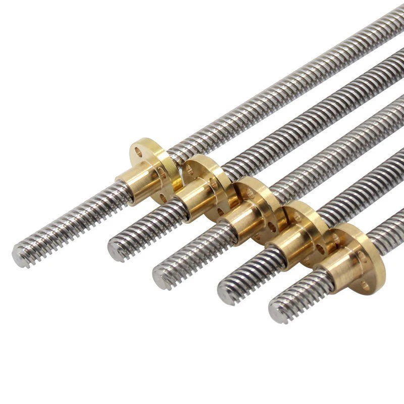 

3D Printer T8 Lead Screw OD 8mm Pitch 2mm Lead 200mm 250mm 300mm 350mm 400mm 450mm 500mm With Nut For Reprap