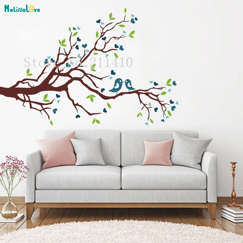 Tree Wall Sticker Vinyl Loving Sparrows Decals Home Decor For Living Room Bedroom Self-adhesive Unique Nursery Art Murals YT556