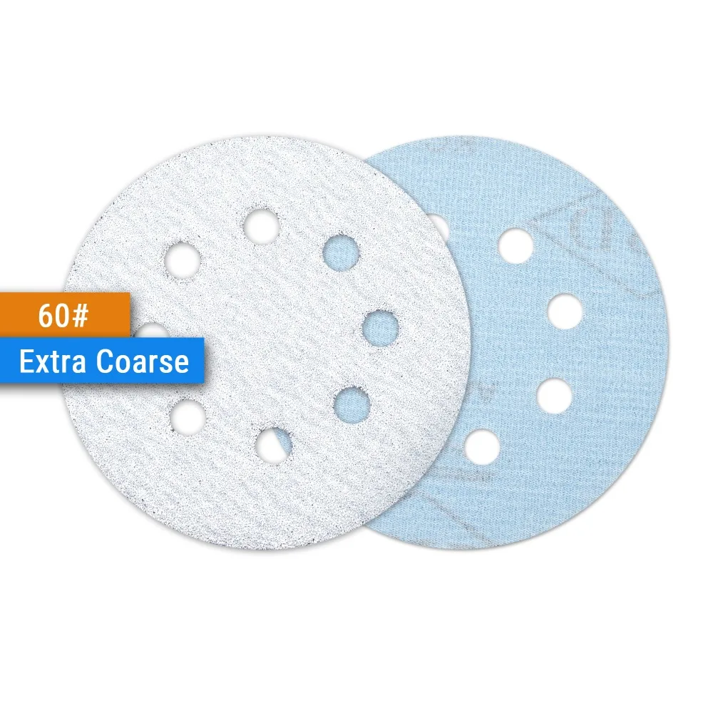 10PCS 5 Inch(125mm) 8-Hole Hook&Loop White Dry Sanding Discs for Woodworking Dremel Grinder Power Tools Polishing Accessories