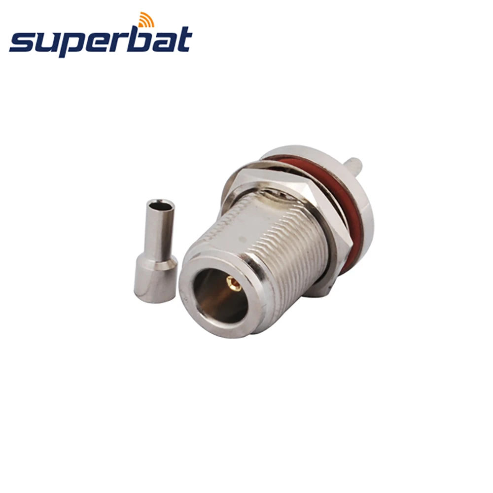 Superbat 50 ohm N Female Solder Crimp Bulkhead RF Coaxial Connector for Cable LMR100 RG174 RG178 RG316