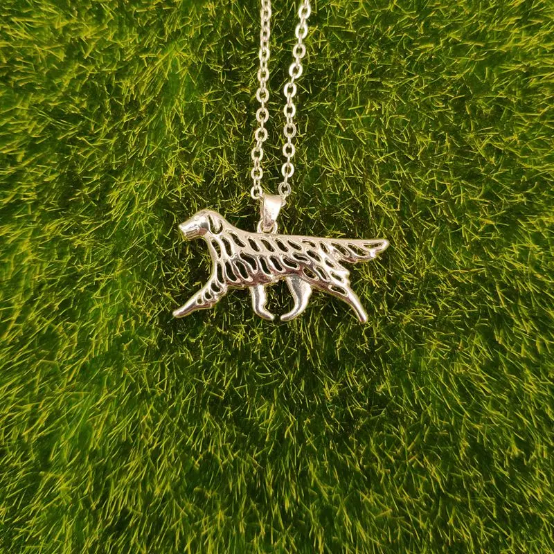 Flat-Coated Retriever Dog Animal Pendant Necklace Gold Silver Plated Jewelry For Women Male Female Girls AKC N189