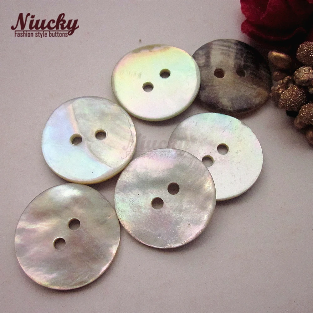 Niucky 21mm /23mm /25mm/ 30mm 2 holes Thickened Akoya Shell Coat Buttons Natural Big Shell Buttons Supplies S0101-051#21-30