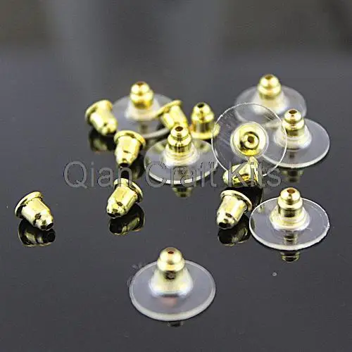 1000 gold Color Earring Backs Stoppers Ear Post Nut W/Pads 11x6mm or you pick color