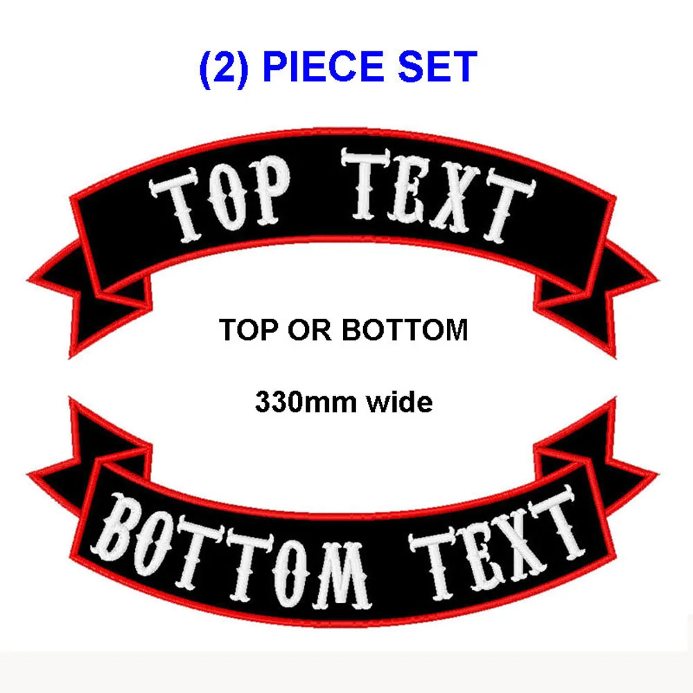 330mm wide Customize embroidery mc rocker patch 2 pieces per set motorcycle biker iron on patches for full back jacket clothing