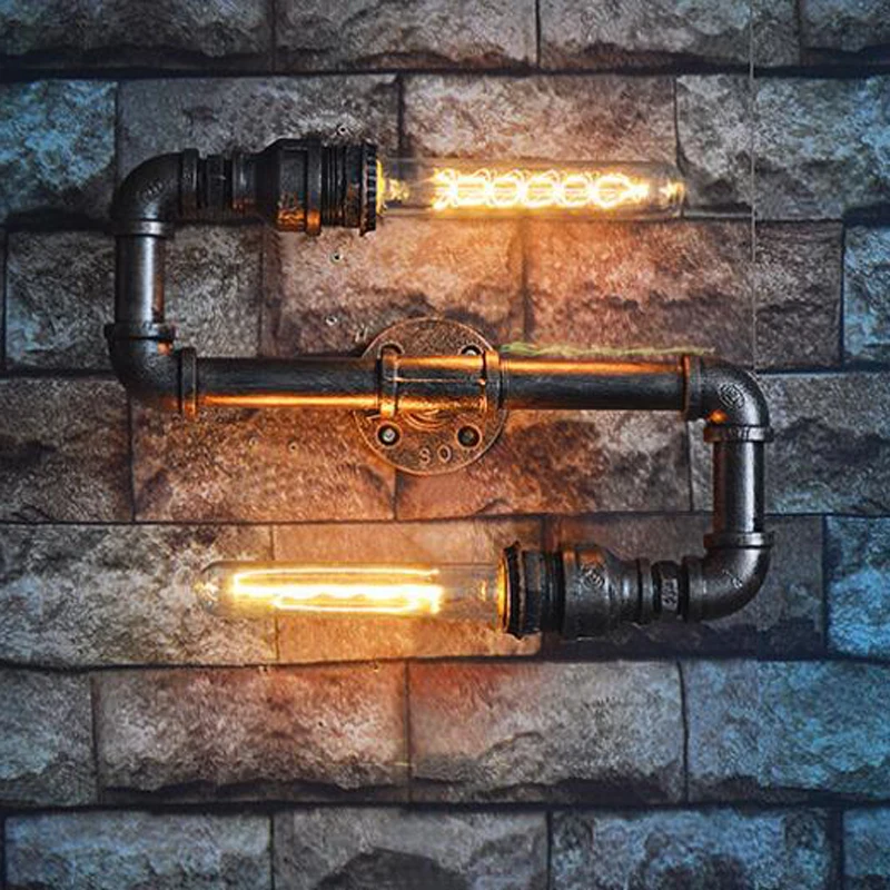 

Vintage Loft Wall Lights Water Pipe Background Bar Pub Cafe Restaurant Aisle Stair Corridor Retro Hall Pub Club Wall Sconces Bra