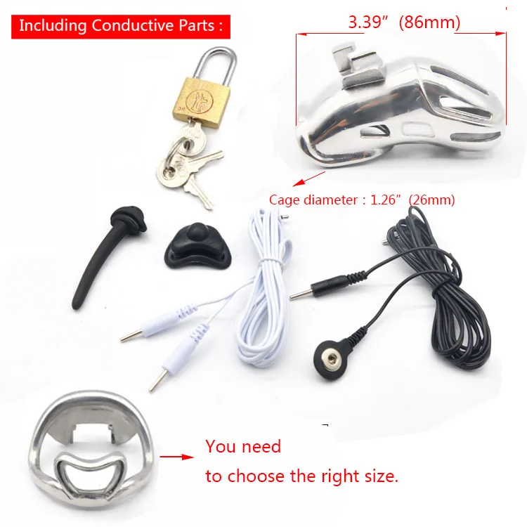 CHASTE BIRD New Design 316 Stainless Steel Metal Electric DIY Chastity Device Cock Ring Penis Ring Adult Sex Toys BDSM A370-SS-1