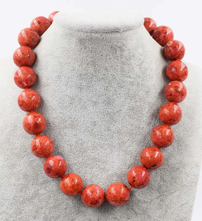 red grass coral round 12/14/16/18mm necklace  18inch wholesale beads nature FPPJ woman