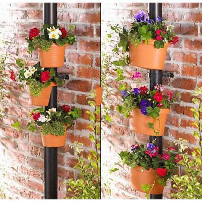 3Pc/Lot Unique Gutter Downspout Garden Flower Pot DRAIN PIPE FLOWER PLANT POTS Bind Trees Tubs Drain Pipe Garden Planters