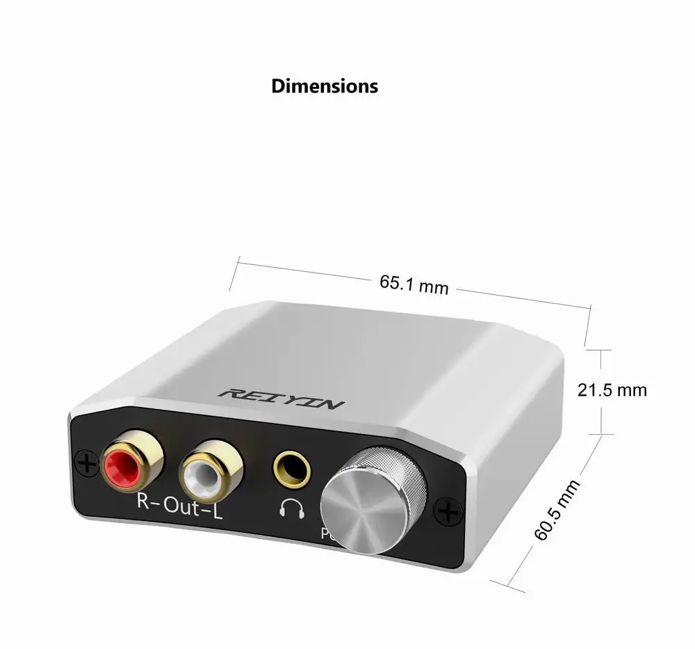 Reiyin Optical to RCA 3.5mm 192kHz 24bit Audio DAC Converter for Playback Source HD TV DVD Xbox PS4 Game Consoles