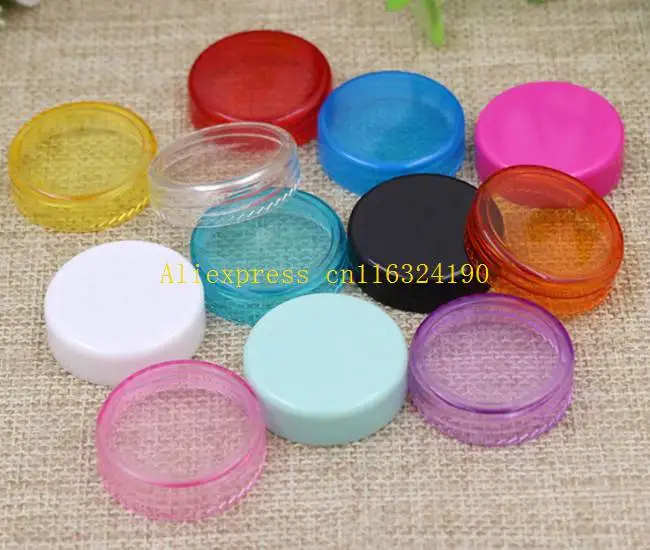 

500pcs/lot 3g 5g Colorful Cosmetic Empty Jar Pot Makeup Face Cream Container Bottle Nail Art Powder Storage Box case