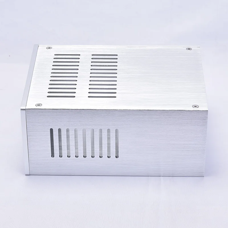 KYYSLB DIY 168mm*100mm*229mm Amplifier Case Home Audio All Aluminum Amplifier Chassis Silver 1610 Multi-purpose Chassis Box