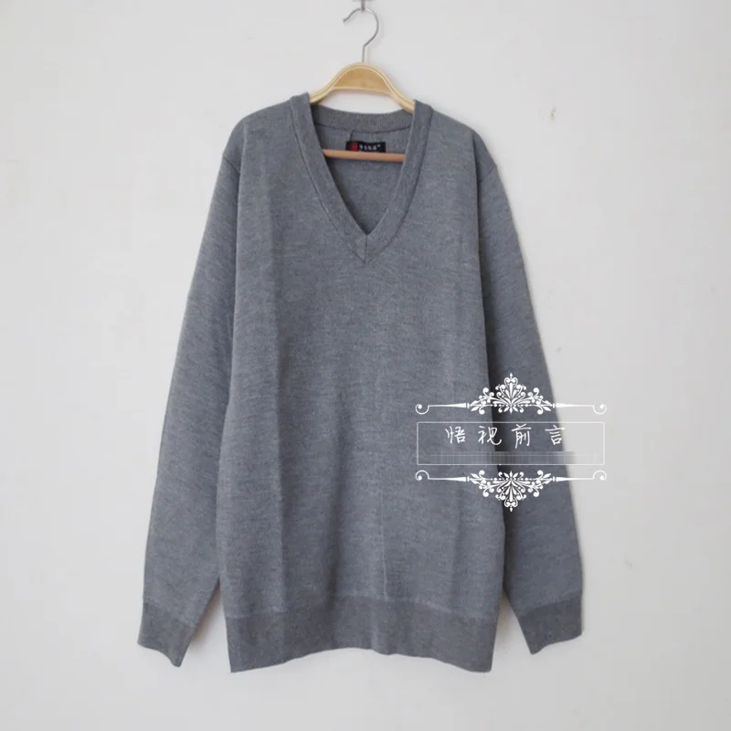 Japanese school uniform suit set Gray pullover sweater + solid white long sleeve shirt + Pure Black Pleated skirt