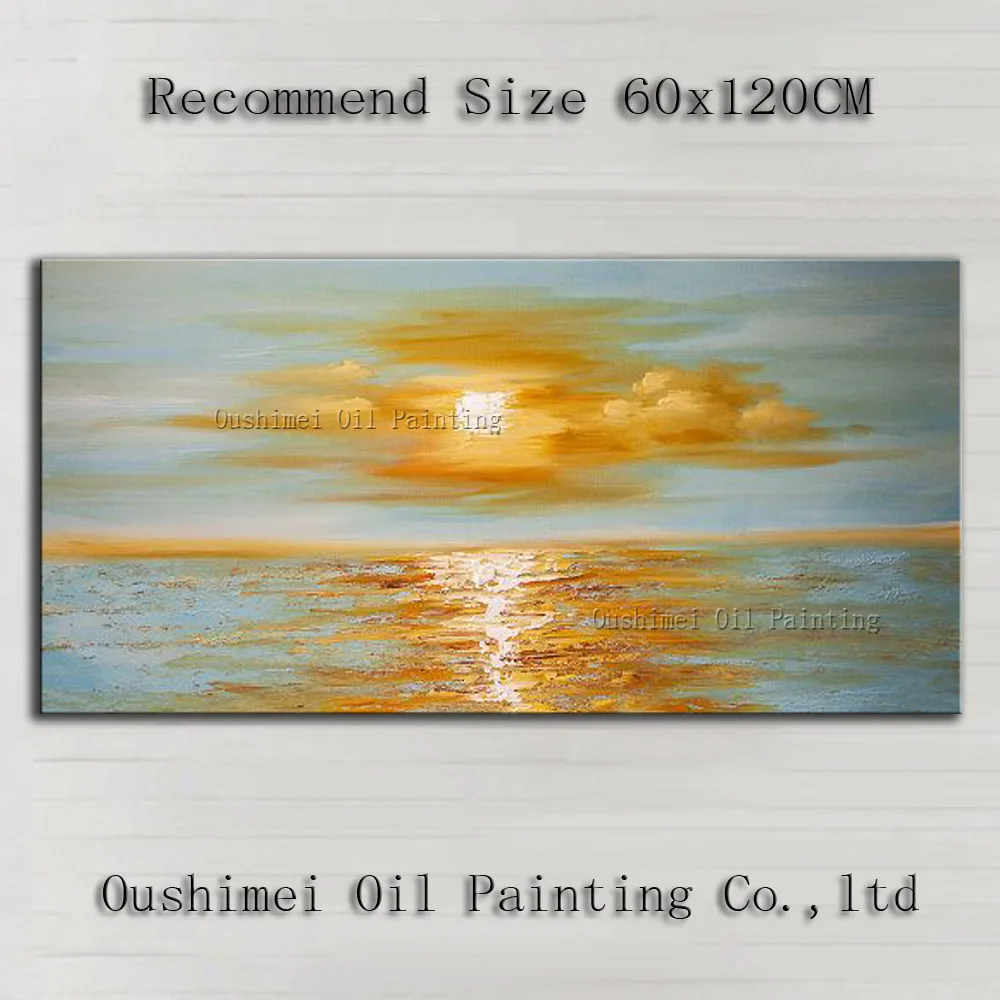 Superb Skills Artist Handmade Abstract Landscape Oil Painting On Canvas Abstract Sunrise Sea Oil Painting Decoration Art