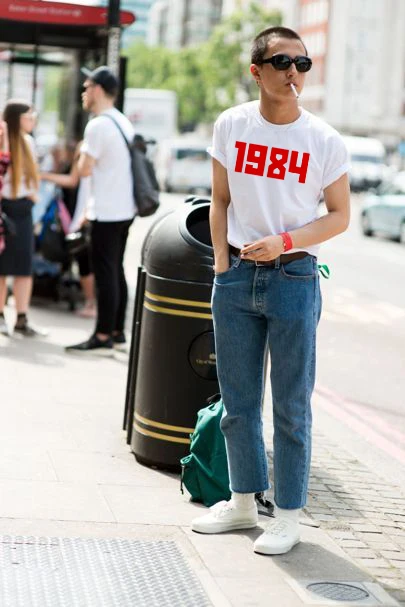 1984 Red Number Print T-shirt Mans Fashion Tumblr Graphic Tops Graphic White Tee Summer Short Sleeve Shirt Clothes