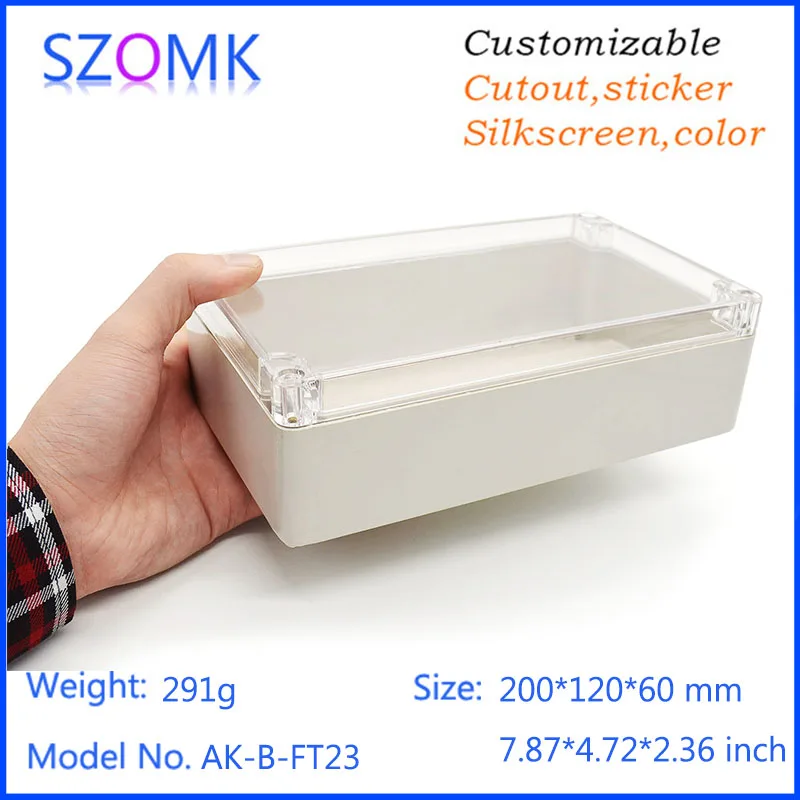 1Pcs hot selling power supply enclosure 200*120*60mm 7.87*4.72*2.36inch transparency box  light  color plastic enclosure