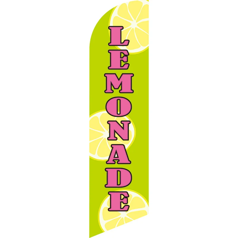 Bandera de plumas al aire libre de limonada personalizada, bandera de plumas de poliéster tejida de 110g de una sola cara